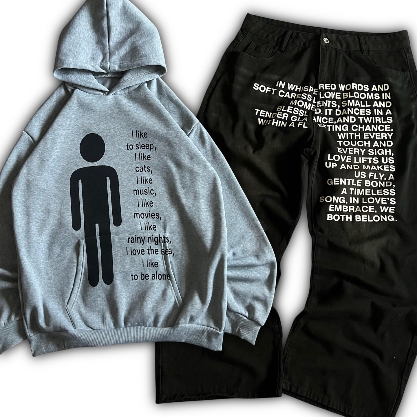 Street Fashion Hoodie - Conjuntos de Hoodies Masculinos com Estampa