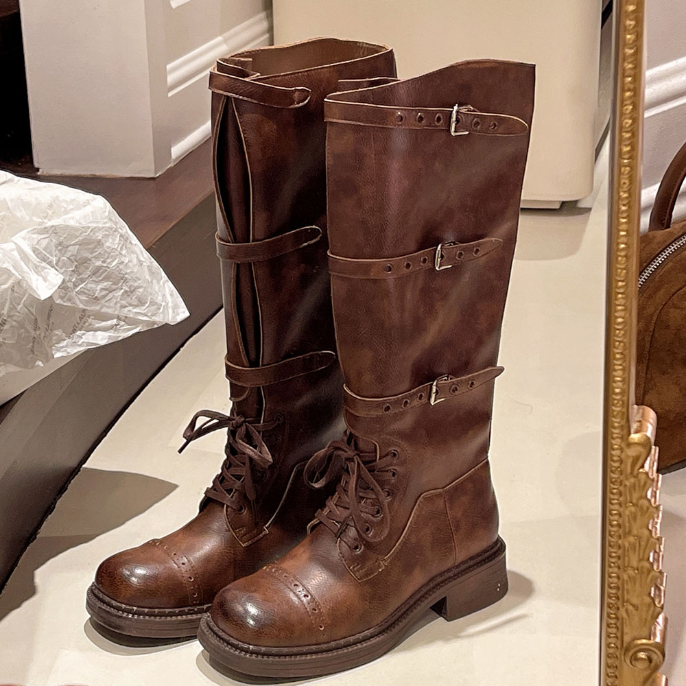 Street Fashion Vintage - Botas altas de joelho femininas vintage