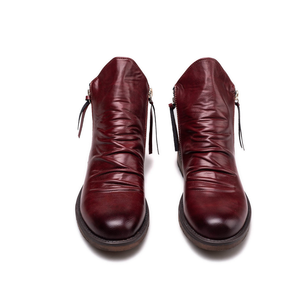 Street Fashion Vintage - Botas Masculinas de Couro Genuíno Vintage