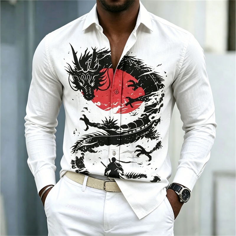 Street Fashion For Man - Camisa Masculina Nova 2026 Branca, Preta