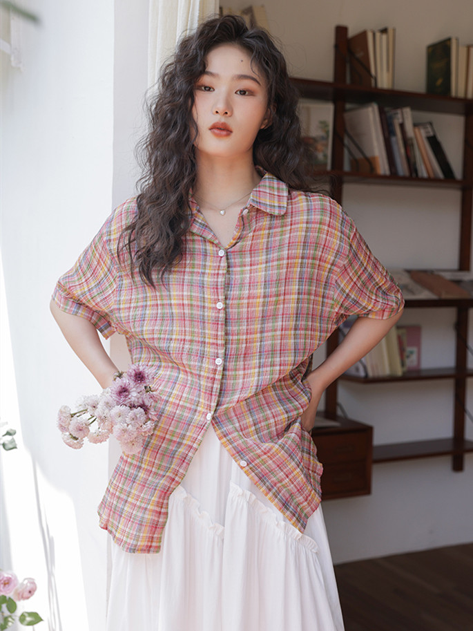 Street Fashion Vintage - Camisas de Algodão Femininas com Gola