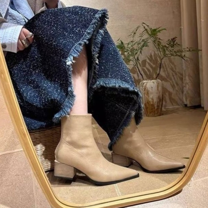 Street Fashion Vintage - Botas Femininas de Cano Curto com