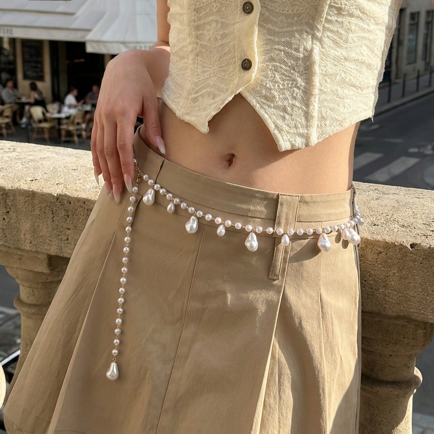 French Street Fashion - Luxuosa Corrente de Cintura Dupla Camada