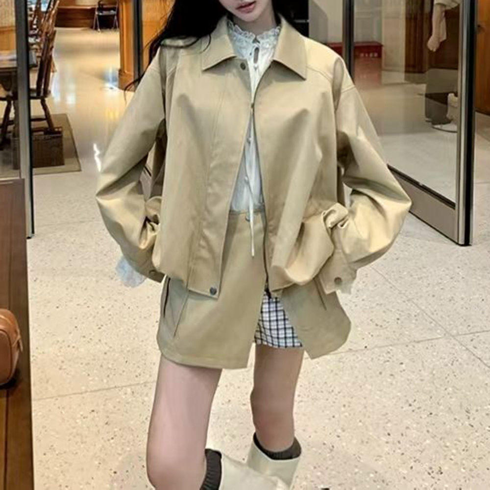 Twotwinstyle khakl bolso emend - Street Fashion Jacket avaliação e preço