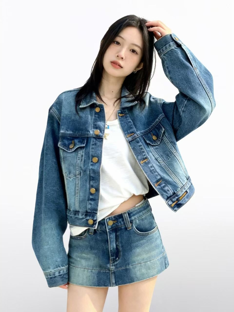 Conjuntos de Denim Vintage Ame - Street Fashion Jacket avaliação e preço
