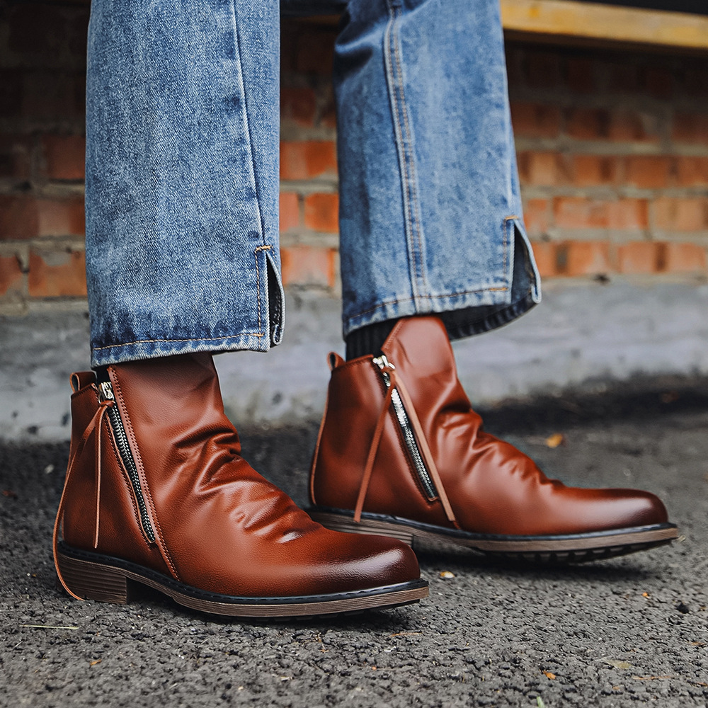 Botas Masculinas de Couro Genu - Street Fashion Vintage avaliação e preço