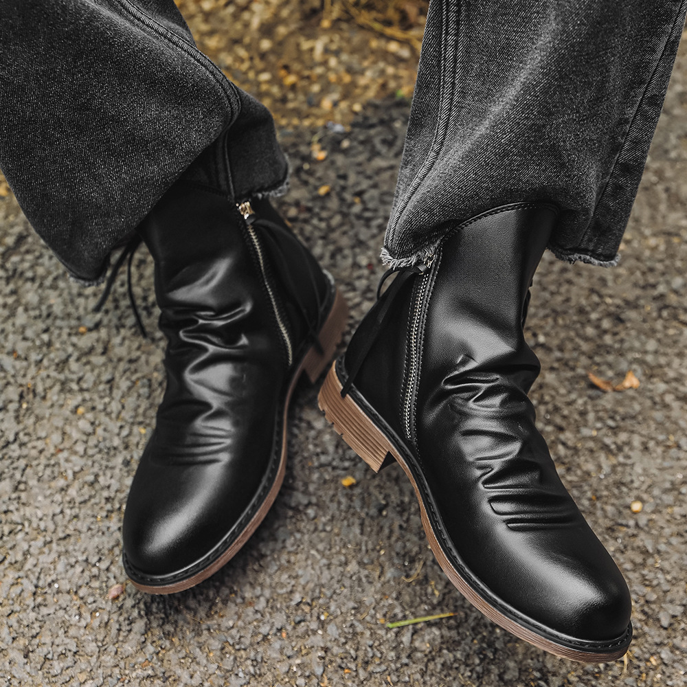 Botas Masculinas de Couro Genu - Street Fashion Vintage avaliação e preço
