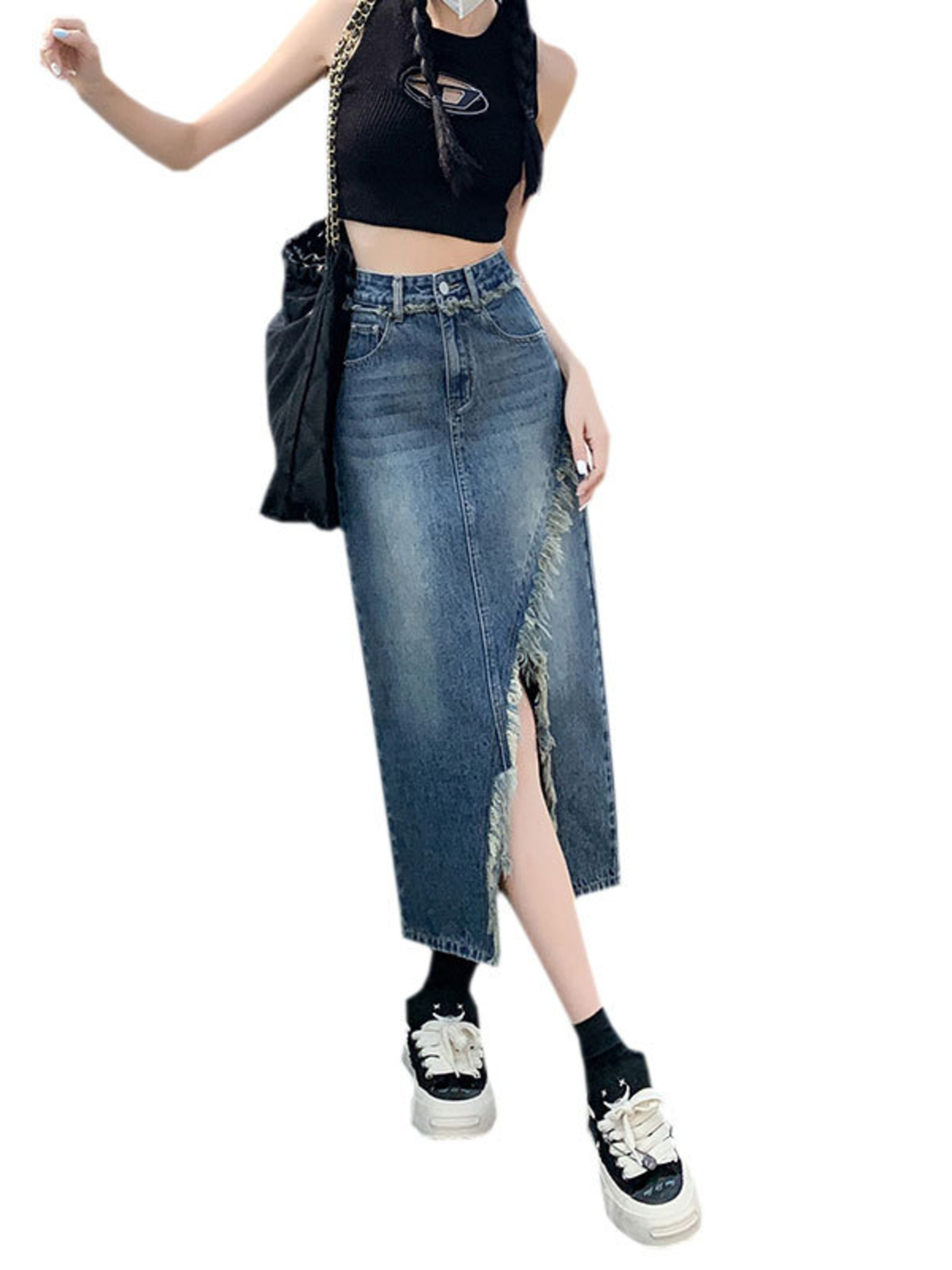 Saia Jeans Feminina de Cintura - Street Fashion Vintage avaliação e preço